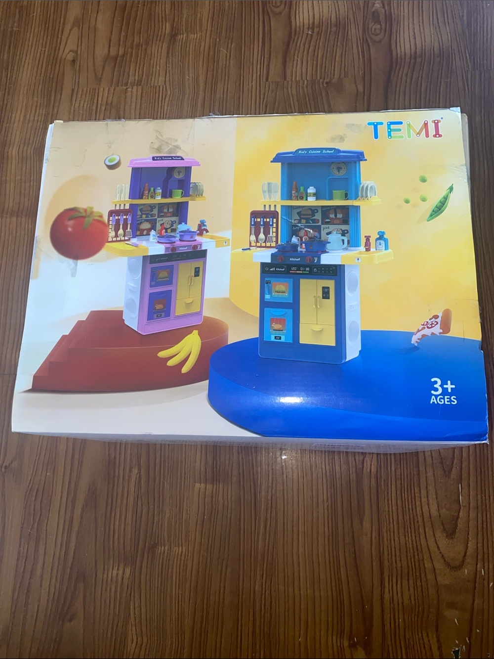 Kids Play Kitchen Set - Blue, Yellow and Purple Pretend Play
